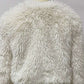 Winter Fashion Fluff Fitted Collarless Long Sleeve White Coat