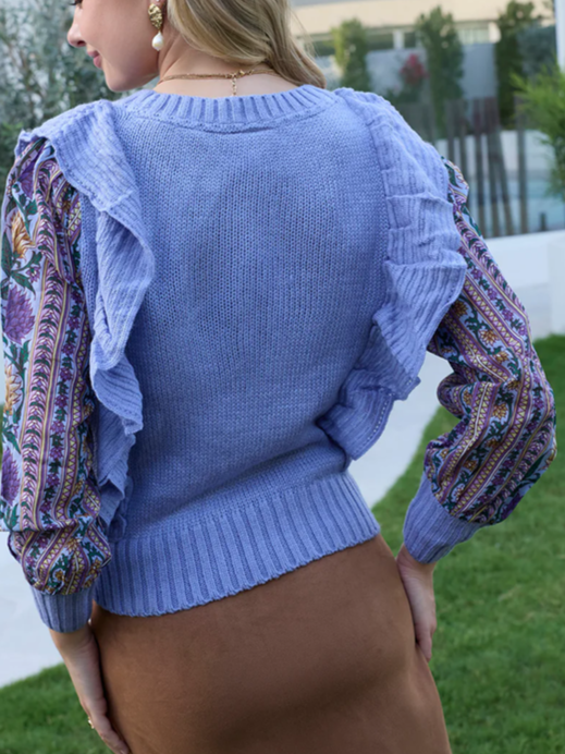 Winter Fashion Long Sleeve Ruffle Sweater Top
