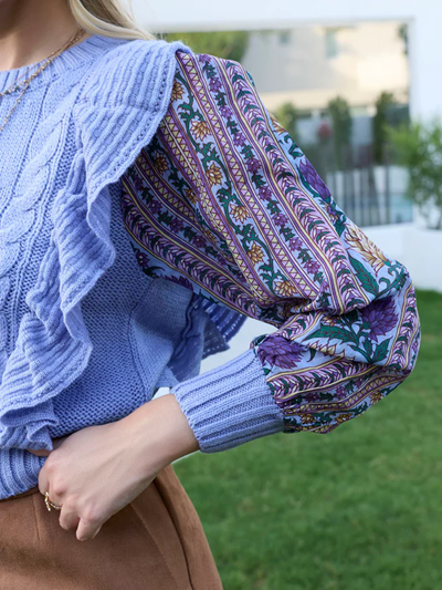 Winter Fashion Long Sleeve Ruffle Sweater Top