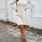 Winter Fashion Long Sleeve Turtle Neck Beading White Pullover Dress