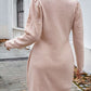 Winter Fashion Long Sleeve Turtle Neck Beading Pink Pullover Dress