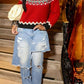 Winter Fashion Polo Neck Knit Red Sweater