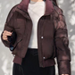 Winter Fashion Ribbed Bomber Brown Jacket