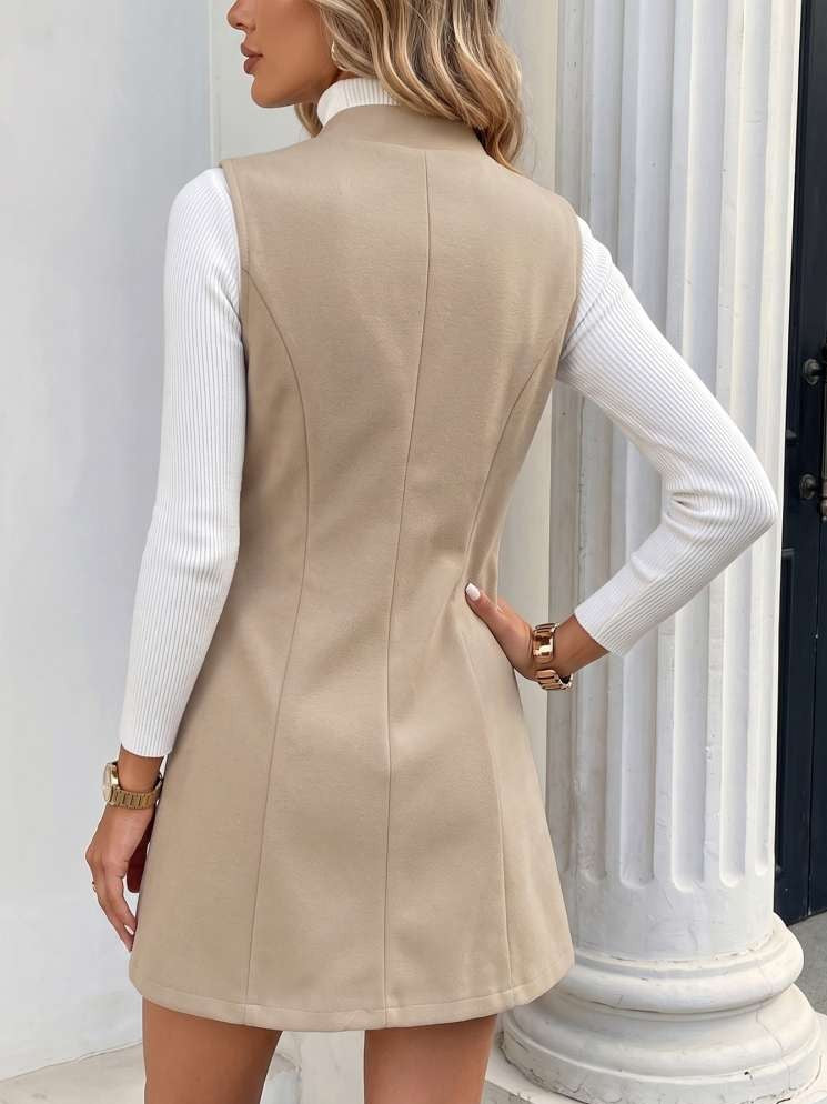 Winter Fashion Solid Sleeveless Vest Coat