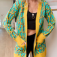 Winter Style Bright Long Sleeve Abstract Cardigan
