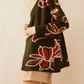 Winter Style Floral Green Cardigan