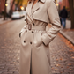 Winter Style Long Trench Coat Dress With Belt