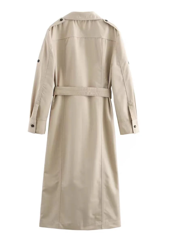 Winter Style Long Trench Coat Dress With Belt