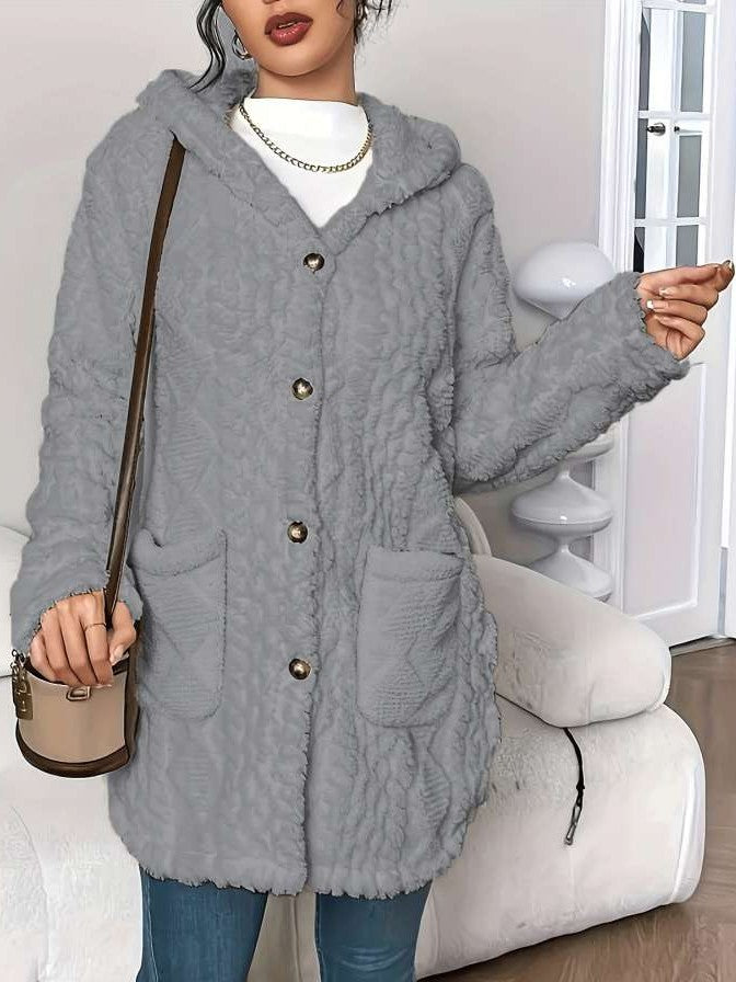 Winter Style Loose Fluff Long Grey Cardigan