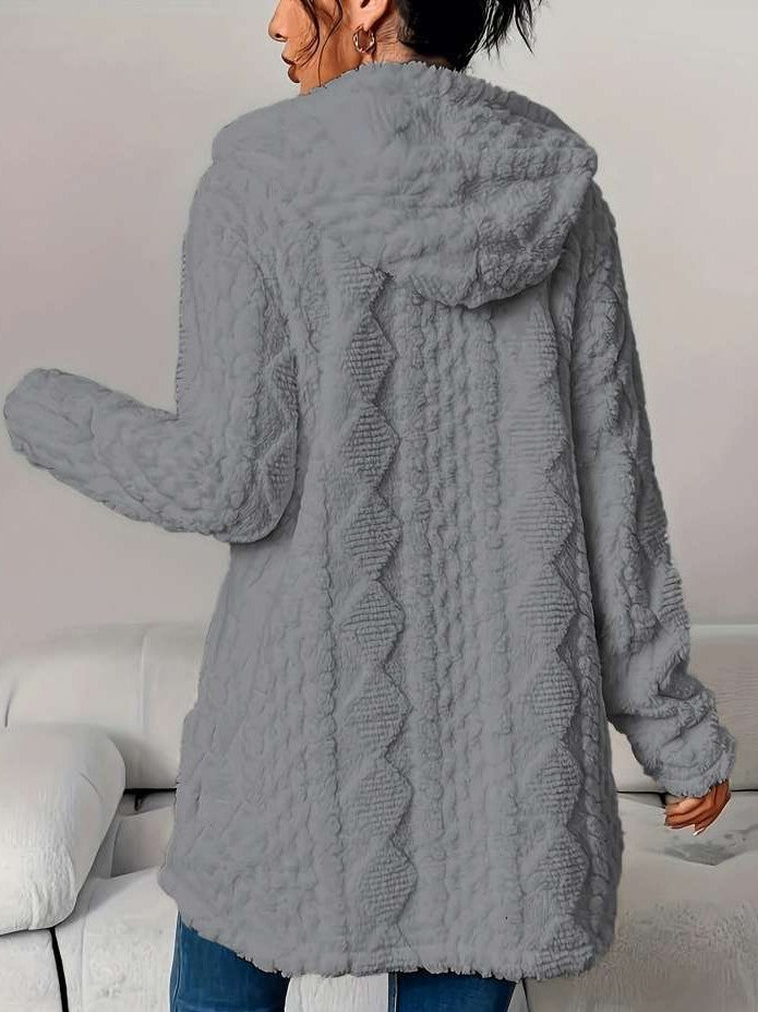 Winter Style Loose Fluff Long Grey Cardigan