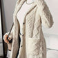 Winter Style Loose Fluff Long Beige Cardigan