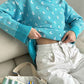 Winter Style Pullover Baggy Long Sleeve Light Blue Sweater Top