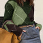 Winter Style Rhombus Lattice V Neck Green Pullover Sweater