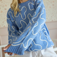 Winter Wear Braided Blue Swetaer Top