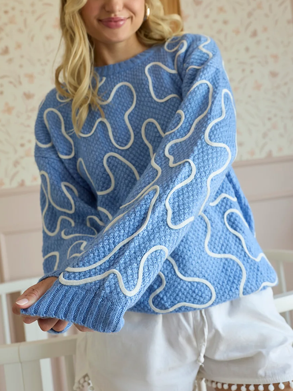 Winter Wear Braided Blue Swetaer Top