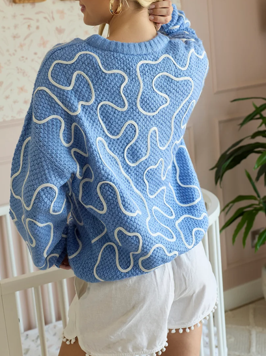 Winter Wear Braided Blue Swetaer Top