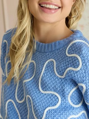 Winter Wear Braided Blue Swetaer Top