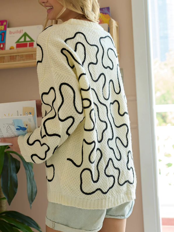 Winter Wear Braided White Swetaer Top