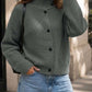 Winter Wear High Neck Button Grunge Grey Cardigan