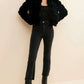Winter Wear Short Black Faux Fur Lapel Jacket