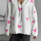 Winter Wear V Neck Long Sleeve Heart Sweater