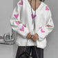 Winter Wear V Neck Long Sleeve Heart Sweater