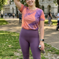 Simple Abstract Triangle Print | Activewear Coord Set Tshirt With Tummy Tuck Purple Leggings | Multi Sport | Odour Free