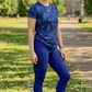 Fast Selling Print | Activewear Coord Set Tshirt With Tummy Tuck Blue Leggings | Multi Sport | Odour Free