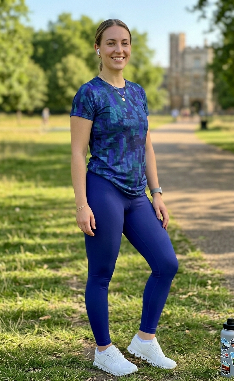Fast Selling Print | Activewear Coord Set Tshirt With Tummy Tuck Blue Leggings | Multi Sport | Odour Free