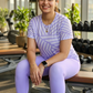 Sophisticated Geometric Print | Activewear Coord Set Tshirt With Tummy Tuck Purple Leggings | Multi Sport | Odour Free