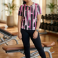 Smart Stroke Style Print | Activewear Coord Set Tshirt With Tummy Tuck Black Leggings | Multi Sport | Odour Free