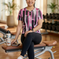 Smart Stroke Style Print | Activewear Coord Set Tshirt With Tummy Tuck Black Leggings | Multi Sport | Odour Free