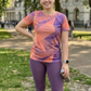 Simple Abstract Triangle Print | Activewear Coord Set Tshirt With Tummy Tuck Purple Leggings | Multi Sport | Odour Free