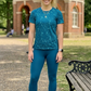 Casual Spray Print | Activewear Coord Set Tshirt With Tummy Tuck Blue Leggings | Multi Sport | Odour Free