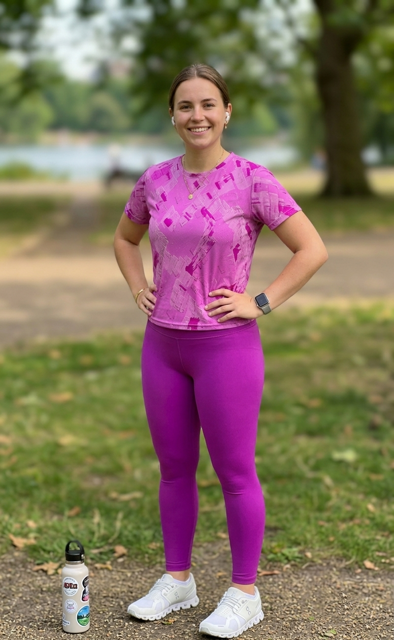 Monochrome Simple Print | Activewear Coord Set Tshirt With Tummy Tuck Pink Leggings | Multi Sport | Odour Free