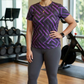 Sharp Geometric Print | Activewear Coord Set Tshirt With Tummy Tuck Grey Leggings | Multi Sport | Odour Free