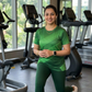 Classic Slant Lines Print | Activewear Coord Set Tshirt With Tummy Tuck Green Leggings | Multi Sport | Odour Free