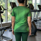 Classic Slant Lines Print | Activewear Coord Set Tshirt With Tummy Tuck Green Leggings | Multi Sport | Odour Free