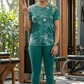 Calm Forest Print | Activewear Coord Set Tshirt With Tummy Tuck Green Leggings | Multi Sport | Odour Free