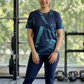 Sporty Angle Print | Activewear Coord Set Tshirt With Tummy Tuck Blue Leggings | Multi Sport | Odour Free