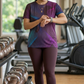 Gentle Curves Print | Activewear Coord Set Tshirt With Tummy Tuck Brown Leggings | Multi Sport | Odour Free
