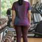 Gentle Curves Print | Activewear Coord Set Tshirt With Tummy Tuck Brown Leggings | Multi Sport | Odour Free
