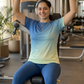 Trending Gradient Print | Activewear Coord Set Tshirt With Tummy Tuck Blue Leggings | Multi Sport | Odour Free