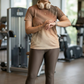 Classic Lines Print | Activewear Coord Set Tshirt With Tummy Tuck Brown Leggings | Multi Sport | Odour Free