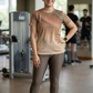 Classic Lines Print | Activewear Coord Set Tshirt With Tummy Tuck Brown Leggings | Multi Sport | Odour Free