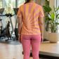 Must Have Rays Print | Activewear Coord Set Tshirt With Tummy Tuck Pink Leggings | Multi Sport | Odour Free