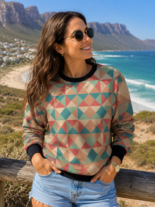 Stylish Geometric Print Multicoloured Sweatshirt