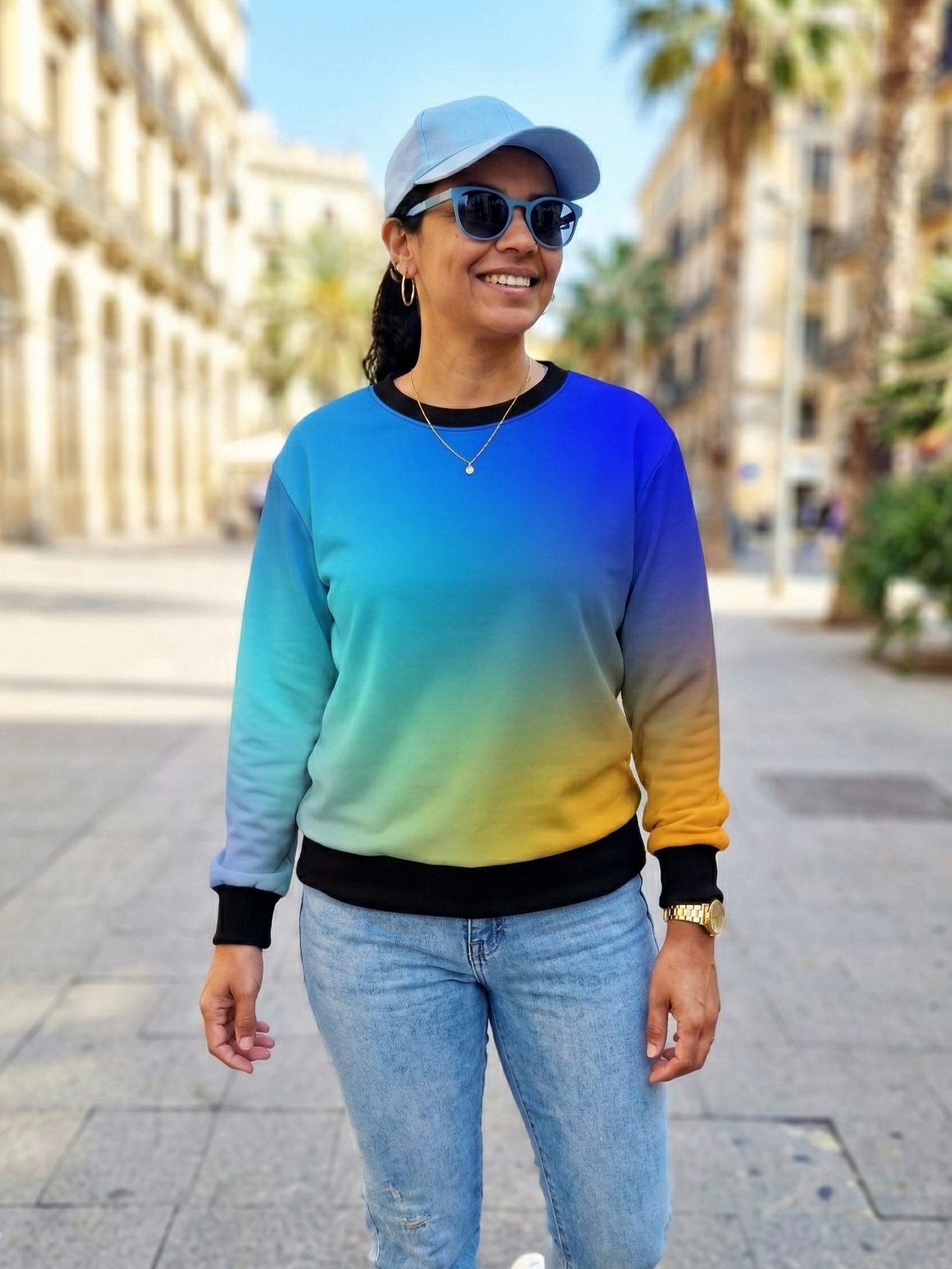 Hotselling Sunrise And Blue Gradient Print Multicoloured Sweatshirt