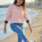 Sweet Pink Leaf Print Sweatshirt