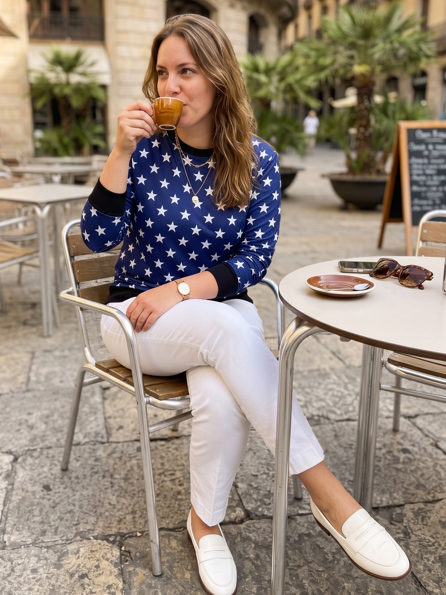Sweet Stars Print Blue Sweatshirt